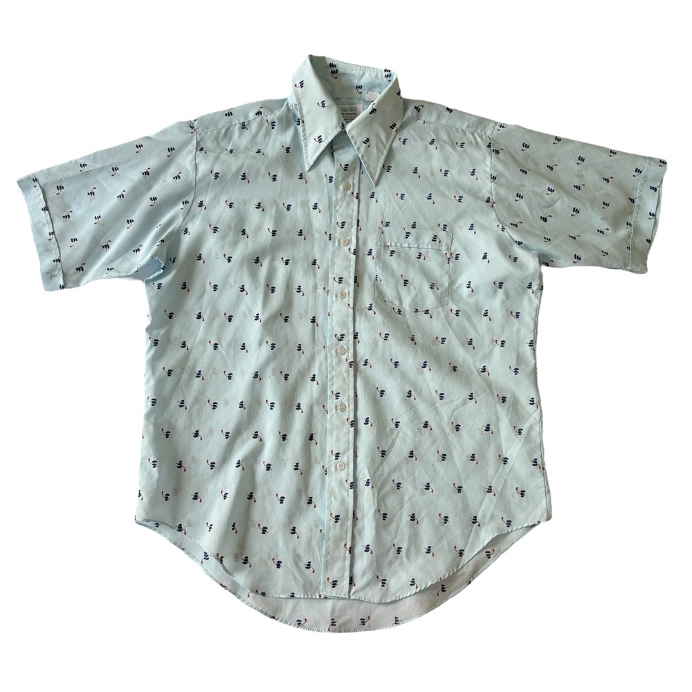Vintage‎ Van Cort Mens Short Sleeve Button Down Size 16 1/2